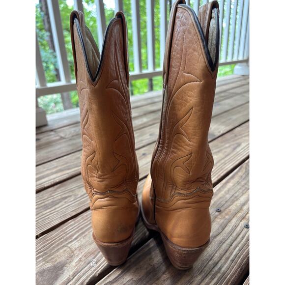 Vintage Frye Tan Western Boots Size 8 - Cowboy Cowgirl Boots - Picture 5 of 8